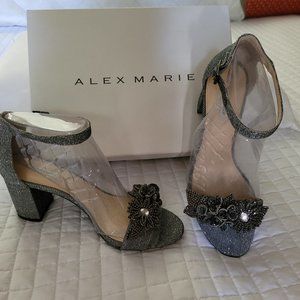 Silver Embellished High Heeled Sandles